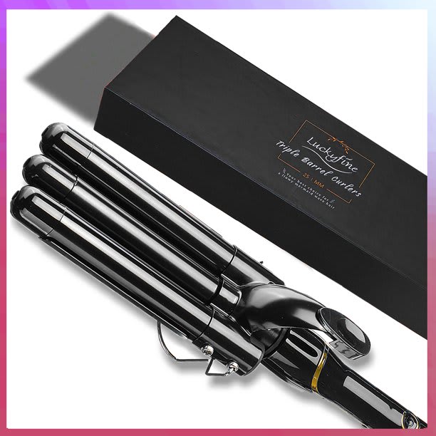 Beach Waver Curling Iron | Hair Curler 3 Barrel Ceramic Curler Wand, Digital Temperature Control, Rotating Cord, Thick and Long Hair