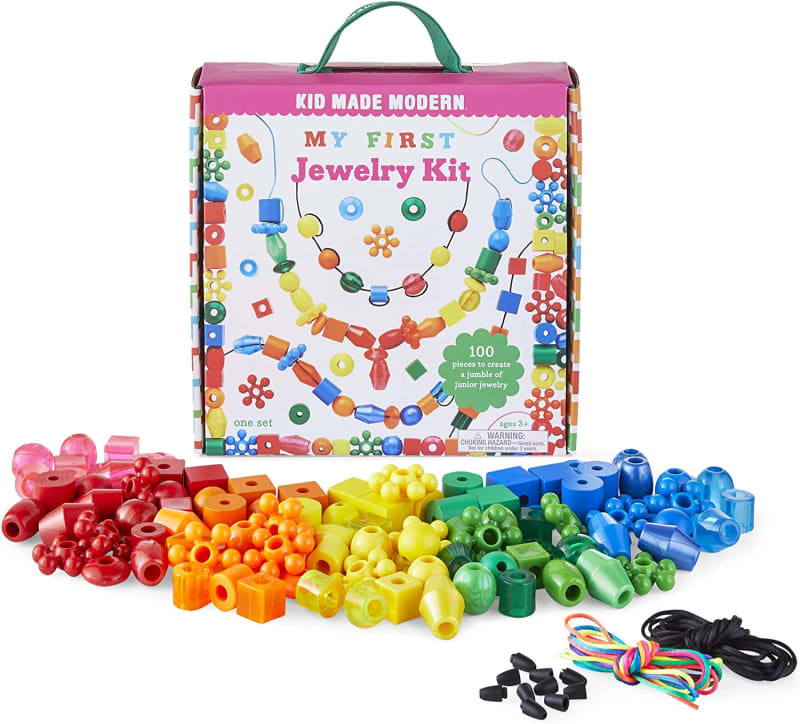Jewelry Making Kit for Kids - Kid Made Modern My First Jewelry Kit - Bead Lacing Activity Set for Kids Ages 3 and Up