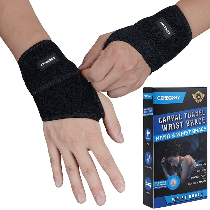 Carpal Tunnel Wrist Brace ,2Pack Wrist Support Brace Adjustable Wrist Strap Reversible Wrist Brace for Sports Protecting/Tendonitis Pain Relief/Carpal Tunnel/Arthritis-Right&Left