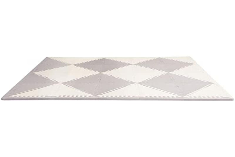 Baby Play Mat, Interlocking Foam Floor Tiles, 70" x 56", Playspot, Grey/Cream