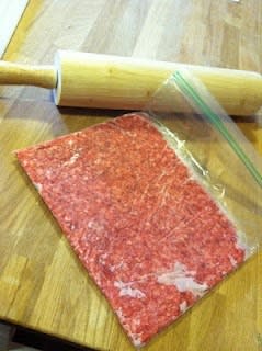 When freezing ground meat, flatten it as much as you can to reduce thawing time