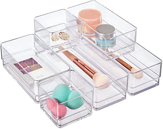 SimpleSort 6-Piece Stackable Clear Drawer Organizer