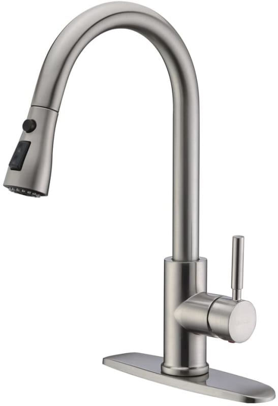Single Handle High Arc Brushed Nickel Pull Out Kitchen Faucet