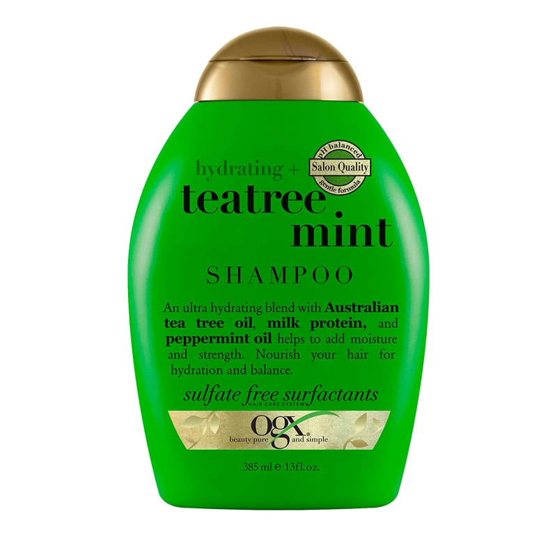 Hydrating + Tea Tree Mint Shampoo, Nourishing & Invigorating Scalp Shampoo with Tea Tree & Peppermint Oil & Milk Proteins, Paraben-Free, Sulfate-Free Surfactants, 13 fl oz