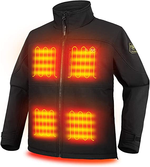 Ptahdus Men's Heated Jacket Soft Shell with Hand Warmer, with 7.4V Battery Pack