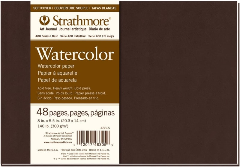 Paul Rubens Art Supplies Watercolor Paper, 100% Cotton Hot Press Watercolor  Journal 3.8'' x 5.2'', 20 Sheets (140lb/300gsm), Acid-Free for Watercolors,  Gouache, Acrylics Black 