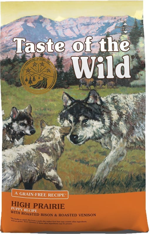 Taste of the Wild High Prairie Canine Grain-Free Recipe with Roasted Bison and Venison Dry Dog Food for Puppies, Made with High Protein from Real Meat and Guaranteed Nutrients and Probiotics 28lb
