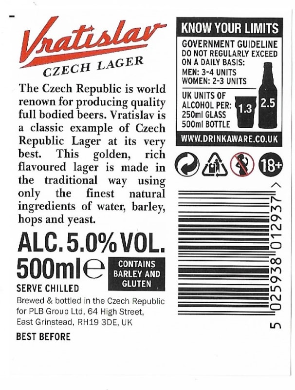 Staropramen Vratislav Czech Lager Etk.B