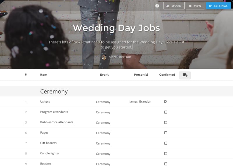 Delegate wedding day duties: gift table, guestbook, etc