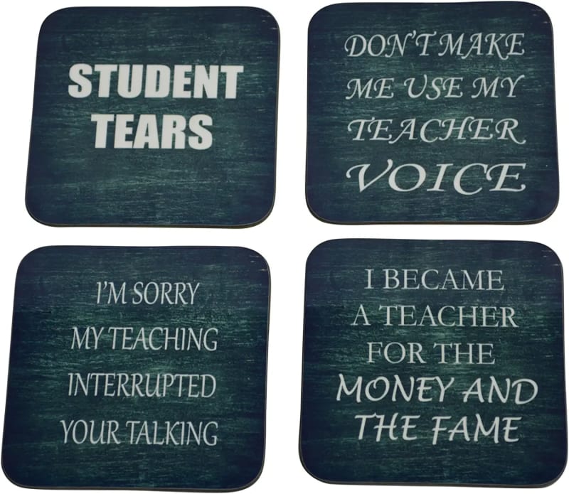 Teacher Drink Coaster Set Teaching Gift Joke Funny Home Kitchen Barware Student