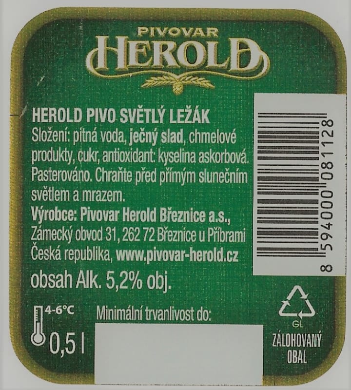 Herold Světlý ležák 0,5l Etk. B