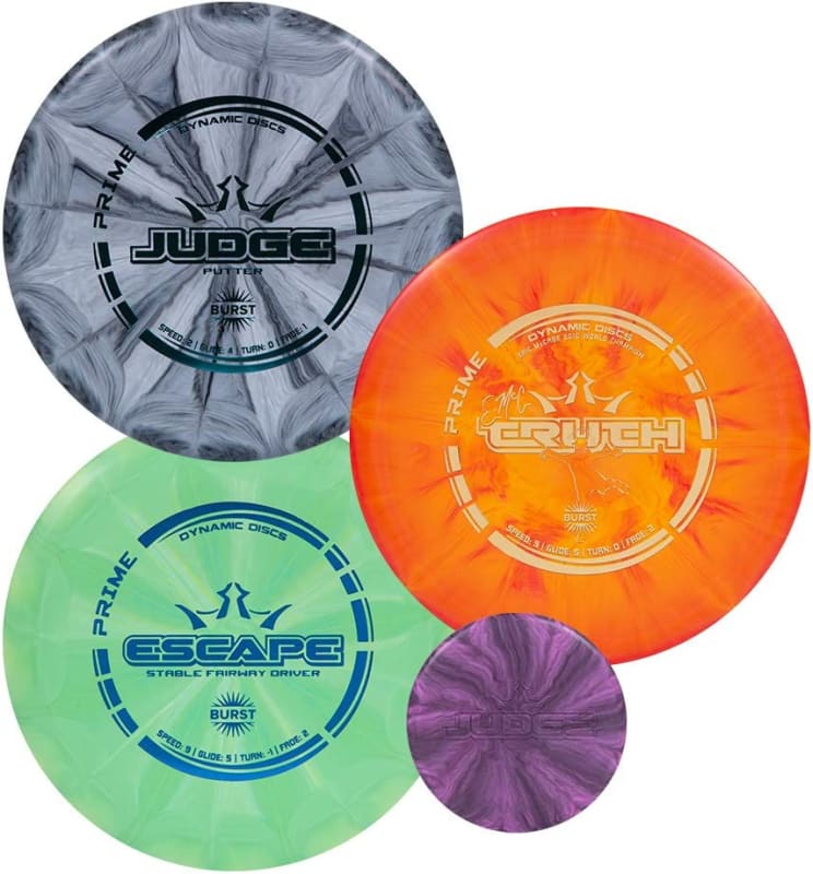 Three Disc Prime Burst Disc Golf Starter Set | Escape Fairway Driver | EMAC Truth Midrange | Judge Disc Golf Putter | Frisbee Golf Set