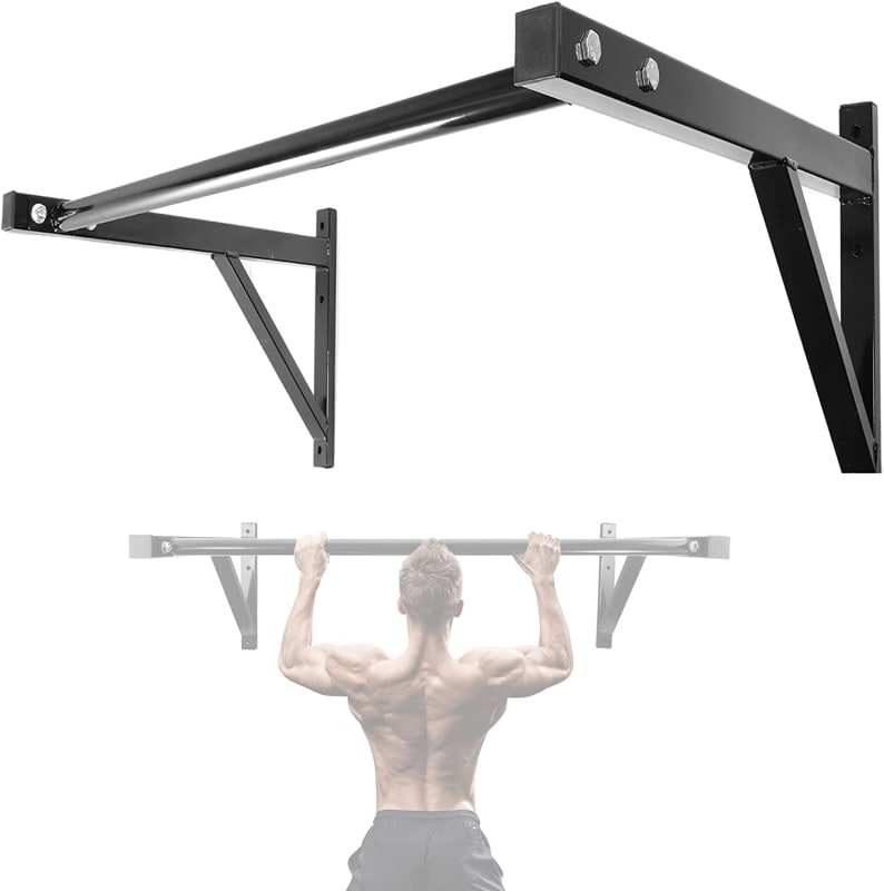 Pull Up Bar Wall Mounted Home Gym, 500lbs Capacity Heavy Duty Iron Chin Up Bar Upper Body Workout Bar for Strength Training Equipment, Fitness Exercise Frame for Indoor Outdoor Use