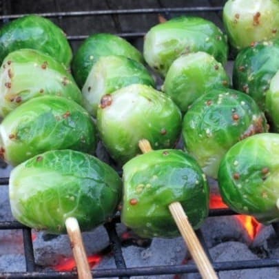 Grilled Brussels Sprouts With Whole Grain Mustard