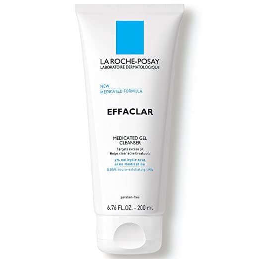 La Roche-Posay Effaclar Medicated Gel Facial Cleanser, Foaming Acne Face Wash with Salicylic Acid, Helps Clear Acne Breakouts and with Oily Skin Control, Oil Free, Fragrance Free