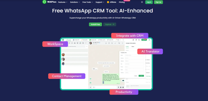WA PLUS Free WhatsApp CRM Tool: AI-Enhanced