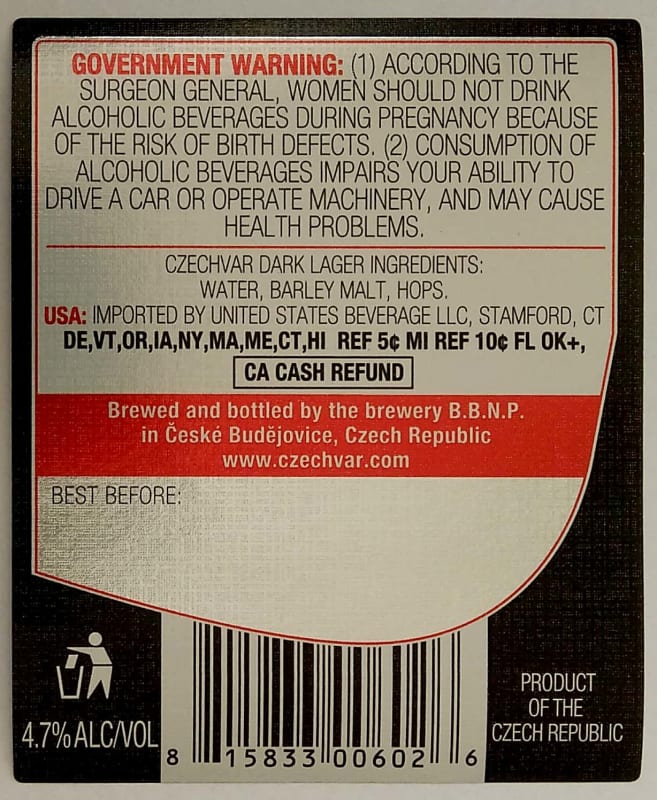 Budweiser Budvar B DARK Czech Dark Lager 11.2fl.oz. USA Etk. B