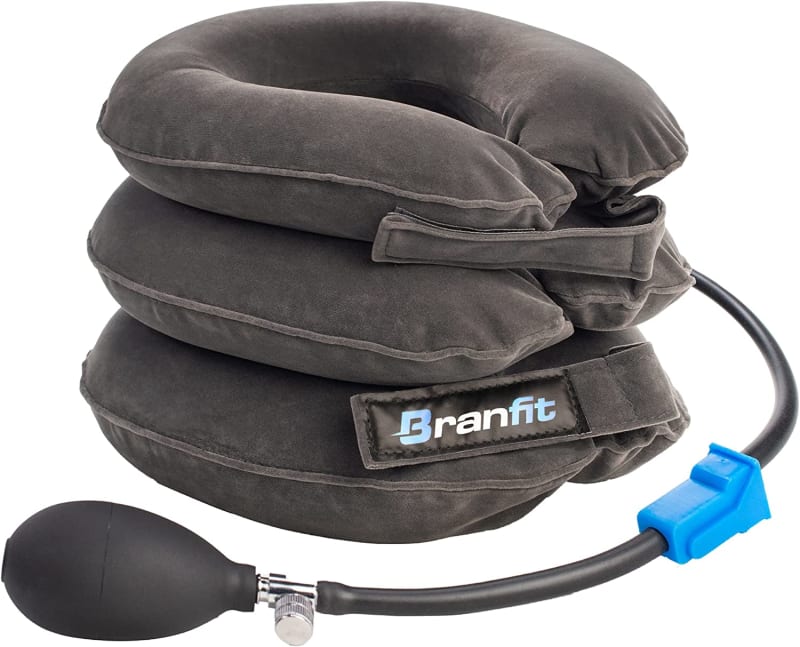 Cervical Neck Traction Device and Neck Brace by BRANFIT, Adjustable Neck Support and Neck Stretcher for Spine Alignment and Neck Pain Relief, USA Design