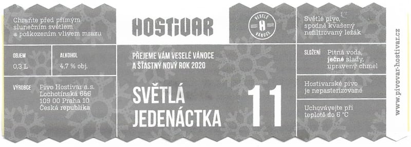 Hostivar Světlá Jedenáctka 0,3l