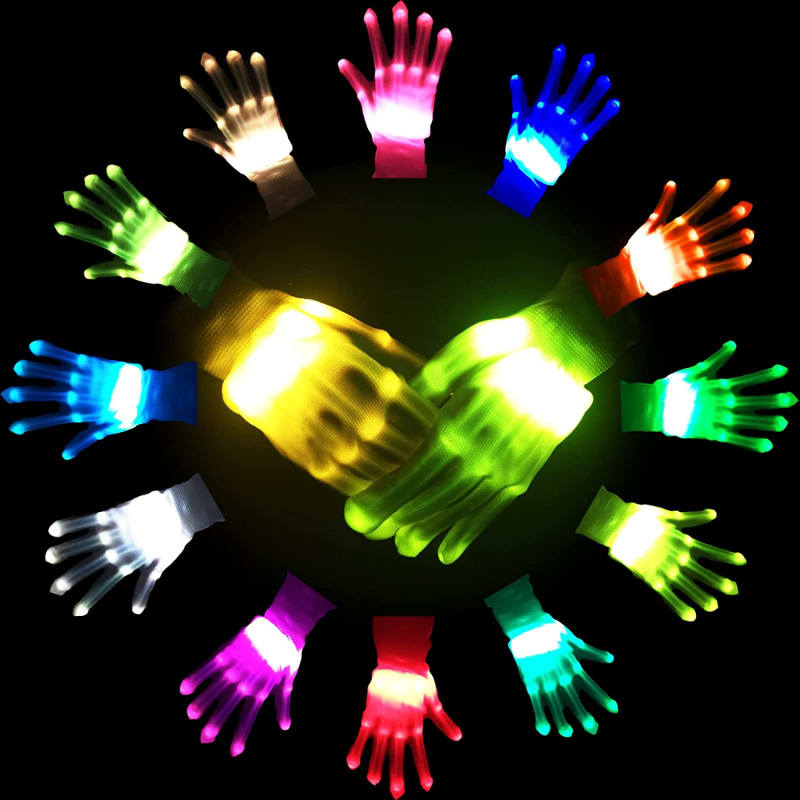 LED Gloves,LED Light Up Gloves for Kids Teens and Adults,Toy Gifts for 5-12 Year Old Boy Girl Teenage, Stocking Stuffers for Men Women,12 Colors,in Halloween Chrismas Birthday Party(1Pair/M)