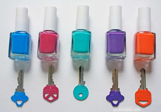 Use nail polish to identify different keys