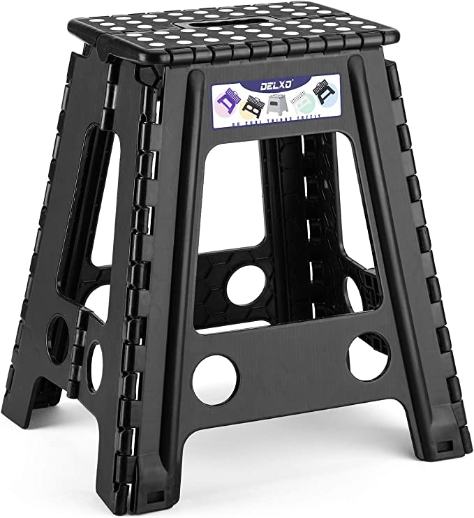 18” Folding Step Stool in Black